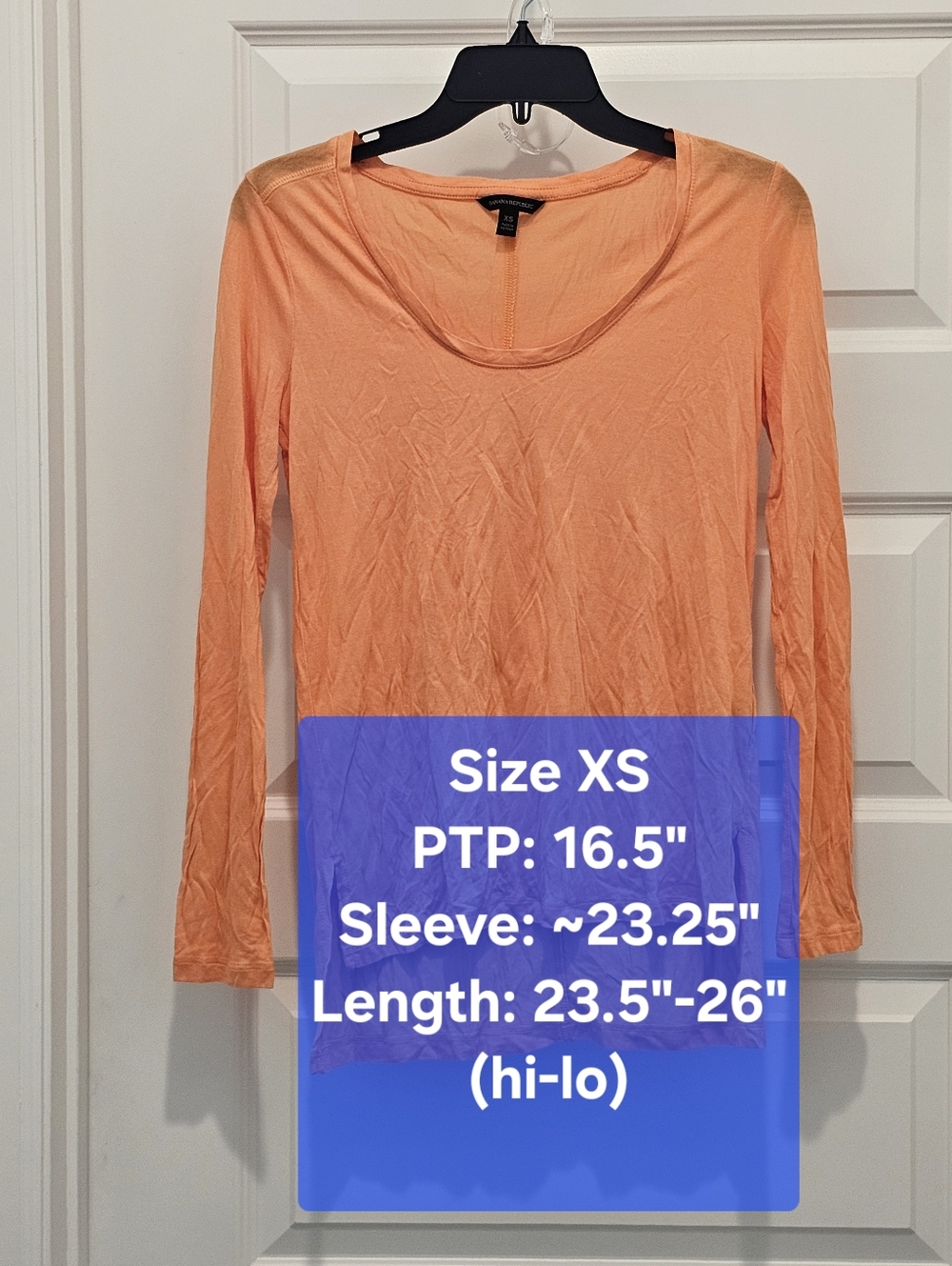 Banana Republic Peach Scoop Neck Long Sleeve Top,  EUC, XS
